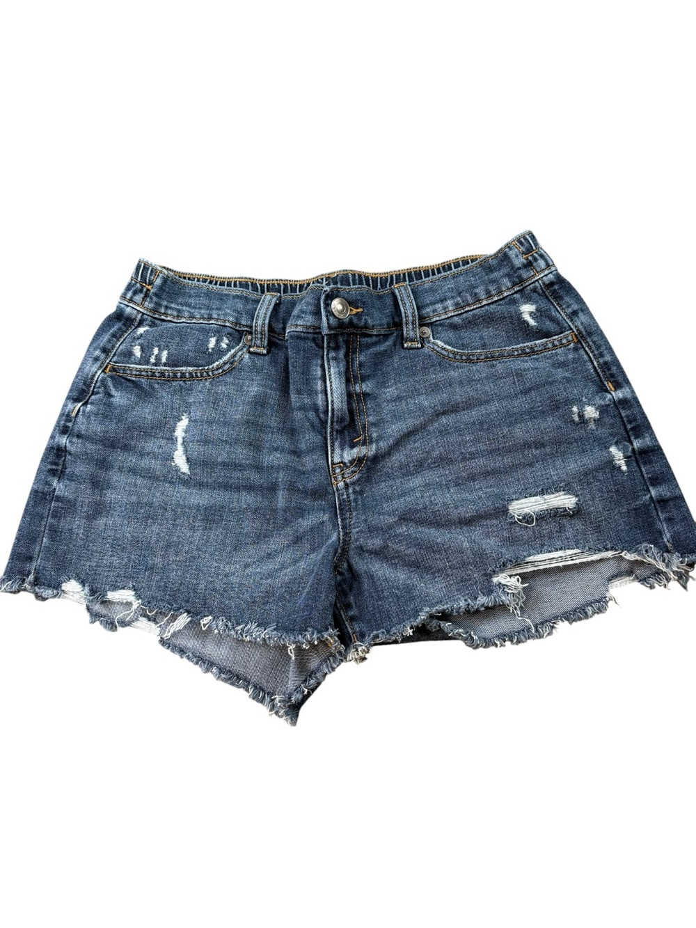 Aerie Lightly Distressed Mid Rise Jean Shorts.  Size S